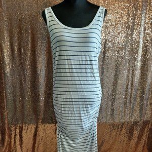 Victoria's Secret Women's White and Blue Striped Sleeveless Long Size L